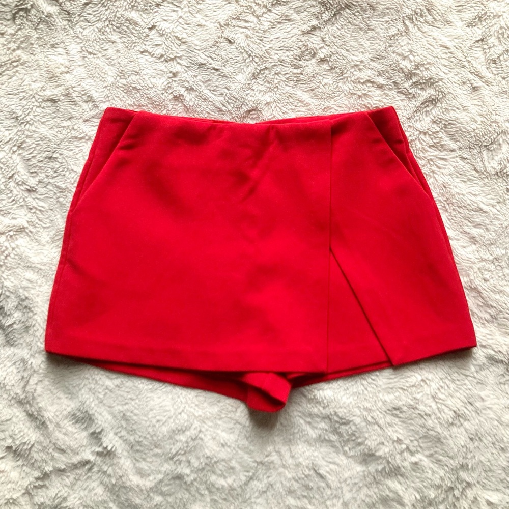 Bright Cherry Red Mini Skort